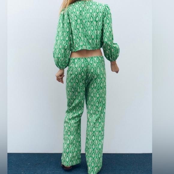 Zara printed cotton set | Green & White - Picture 2 of 7